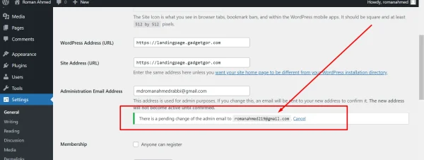 How to change WordPress admin email?