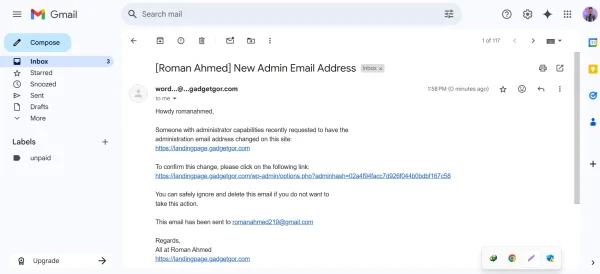 How to change WordPress admin email?